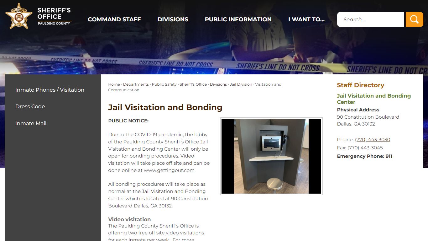 Jail Visitation and Bonding | Paulding County, GA